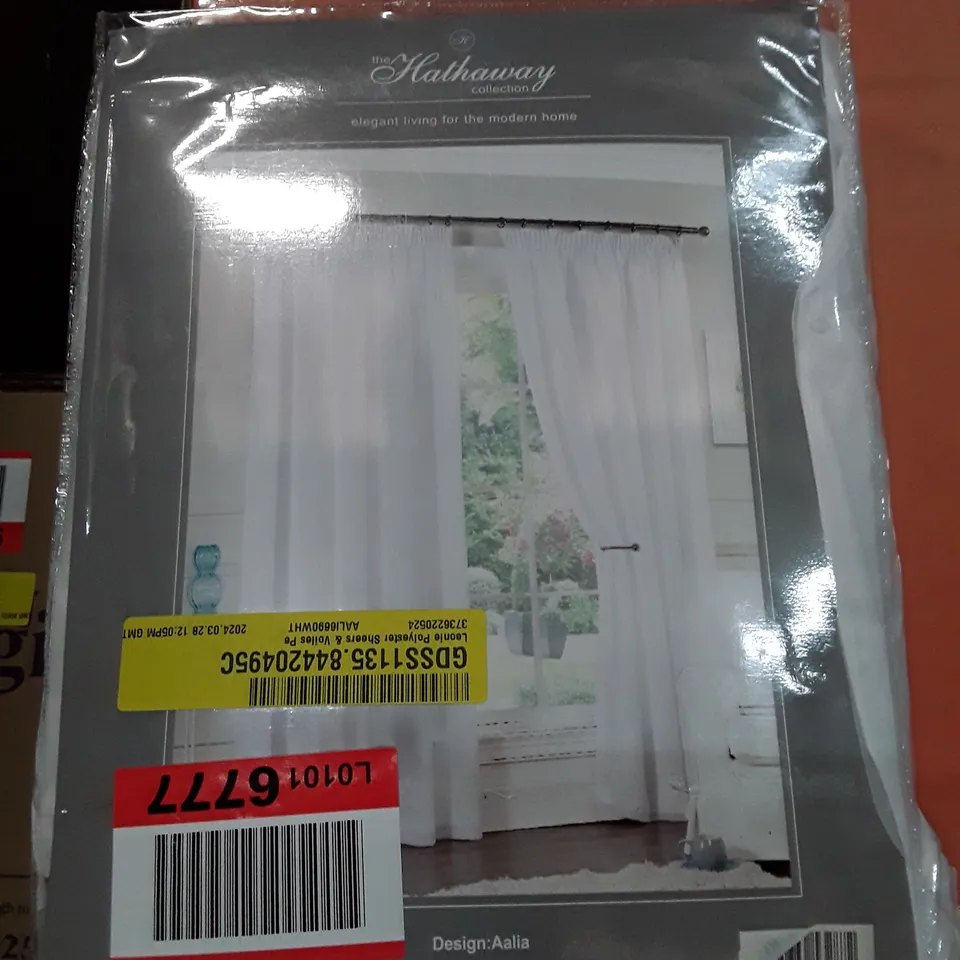 BOXED LEONIE POLYESTER SHEERS & VOILES PENCIL PLEAT CURTAIN PAIR