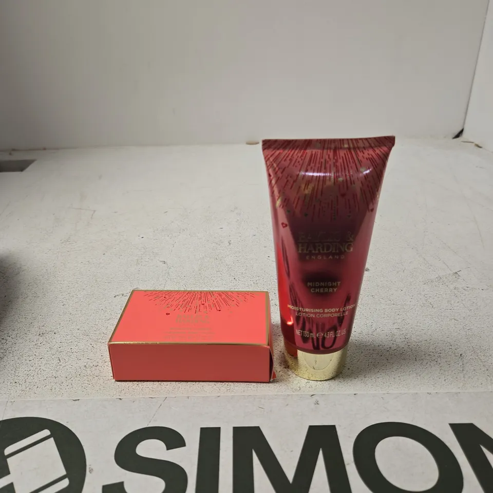 BAYLIS & HARDING ENGLAND MIDNIGHT CHERRY MOISTURISING BODY LOTION – 130ML & CLEANSING SOAP - 100G