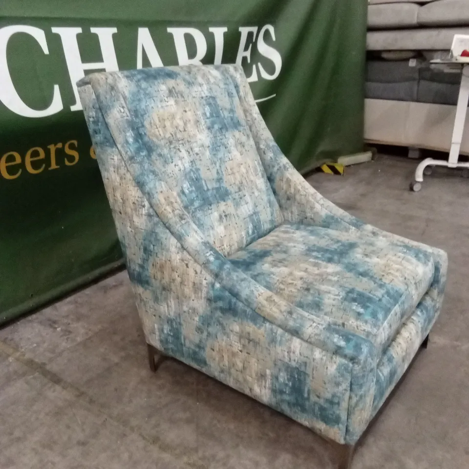 QUALITY DESIGNER WIDE AND HIGH BACKED FABRIC ACCENT CHAIR