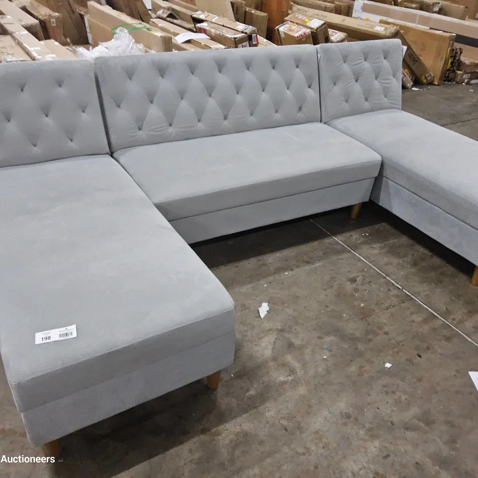 DESIGNER U SHAPED BED SETTEE GREY FABRIC 