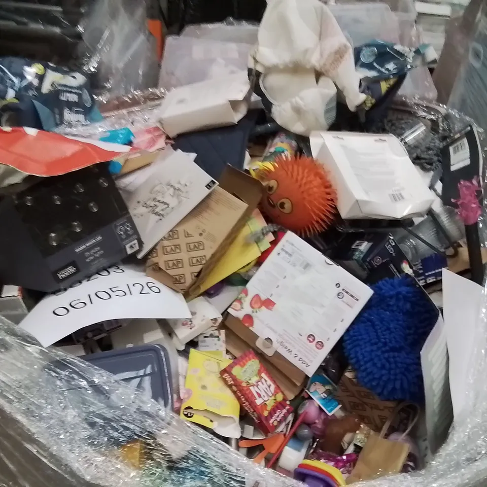 PALLET OF ASSORTED HOUSEHOLD GOODS AND PRODUCTS TO INCLUDE;LED LIGHTS,KIDS TOYS,CUTLERY,CUPS,ETC