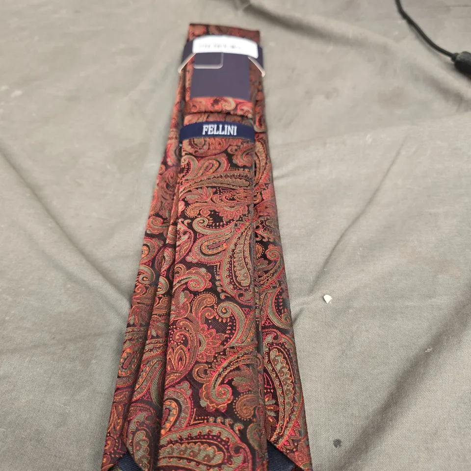 FELLINI RUST PAISLEY PATTERN TIE, 8CM WIDE