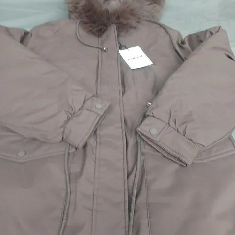 PUFFIT SPLASHPROOF PADDED HOODED COAT, BROWN - UK SIZE XS