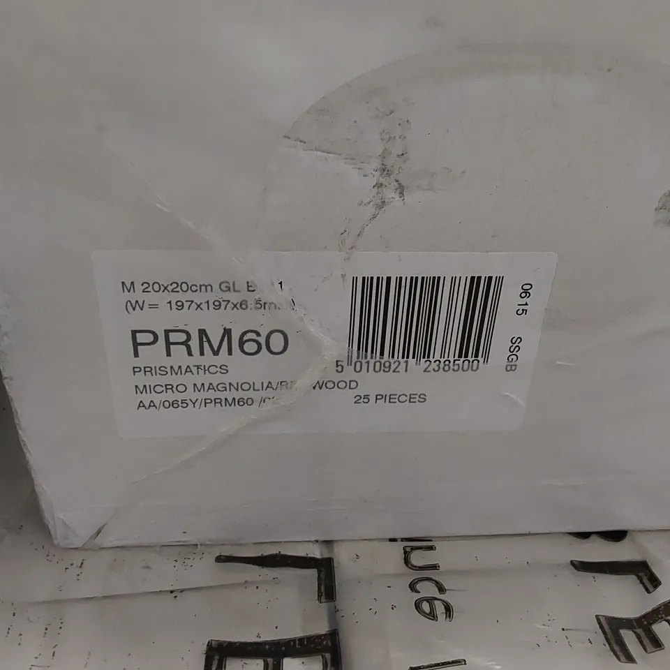 PALLET TO CONTAIN APPROX 96 X PACKS OF JOHNSON TILES PRISMATICS MICRO MAGNOLIA/REDWOOD GLAZED WALL TILES - 25 TILES PER PACK // TILE SIZE: 197 X 197 X 6.5mm