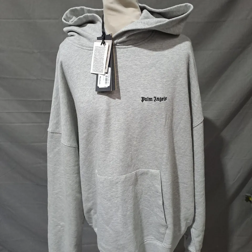 PALM ANGLES EMBROIDED LIGHT GREY HOODIE - MEDIUM