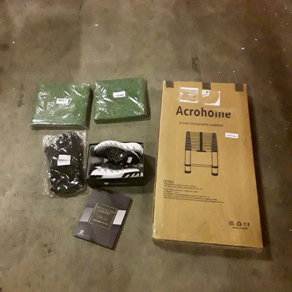 PALLET CONTAINING ASSORTED HOUSEHOLD PRODUCTS INCLUDING SHOES, OVEN GLOVES, ARTIFICIAL GRASS, LADDER, CALENDARS ETC