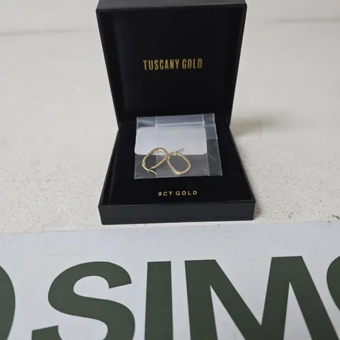 TUSCANY GOLD 9CT GOLD EAR RINGS IN BLACK BOX