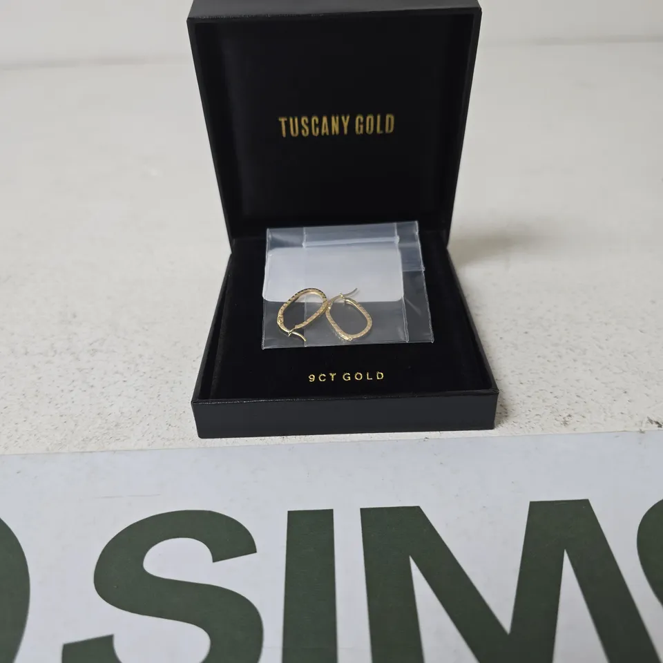 TUSCANY GOLD 9CT GOLD EAR RINGS IN BLACK BOX