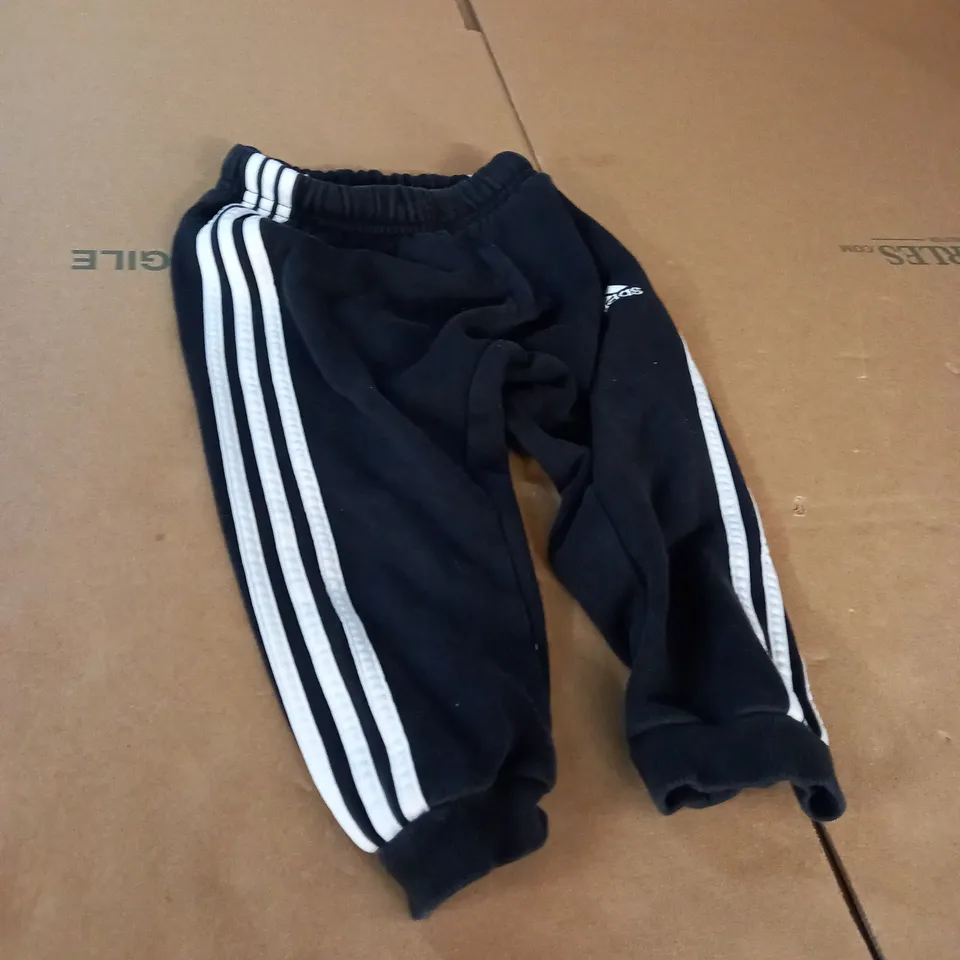 PAIR OF CHILDRENS BLACK ADIDAS JOGGERS - SIZE 12 - 18M