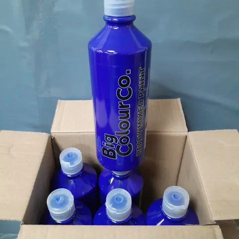 LOT OF 6 BOTTLES OF READY MIXED PAINT - BLUE - 600ML PER BOTTLE