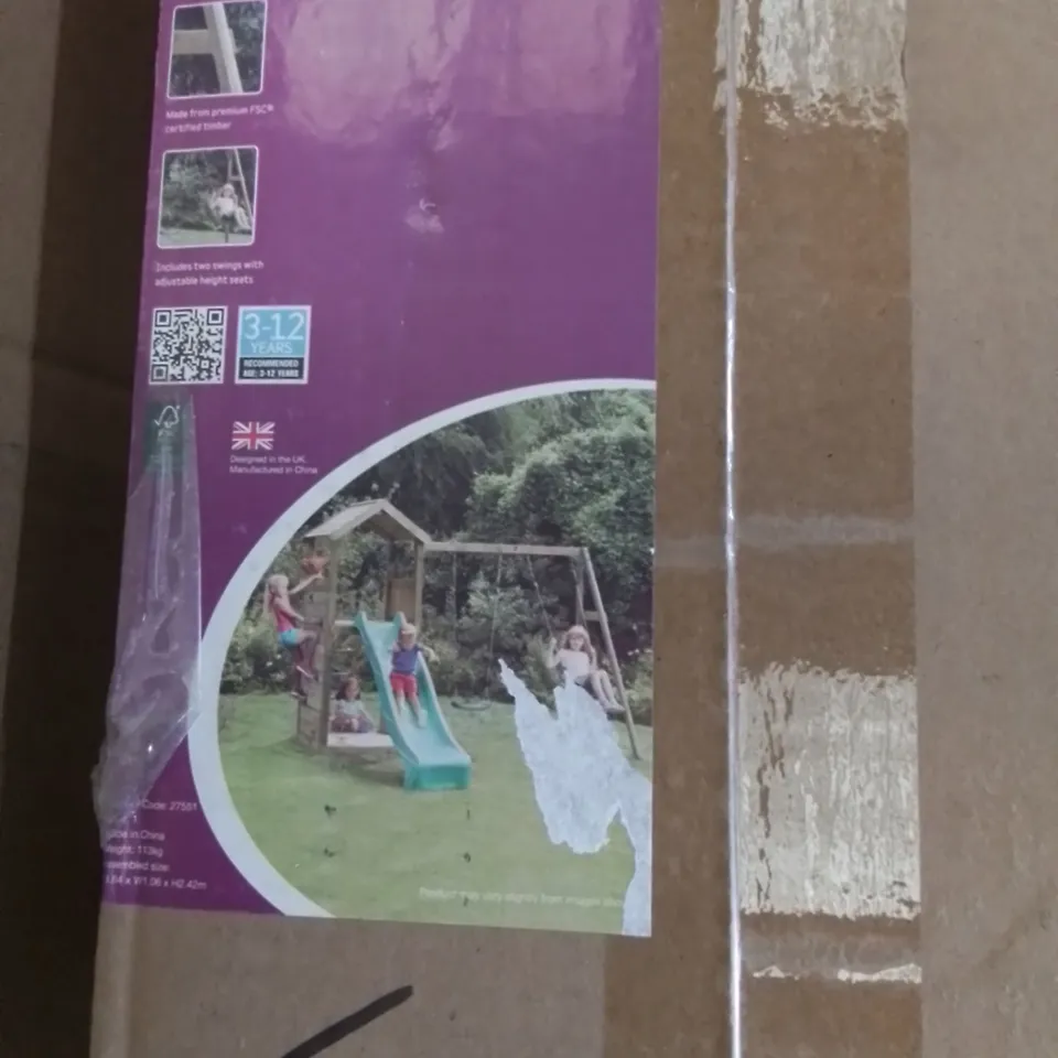 PLUM WOODEN LOOKOUT TOWER & SWINGSET (7 BOXES/ITEMS)