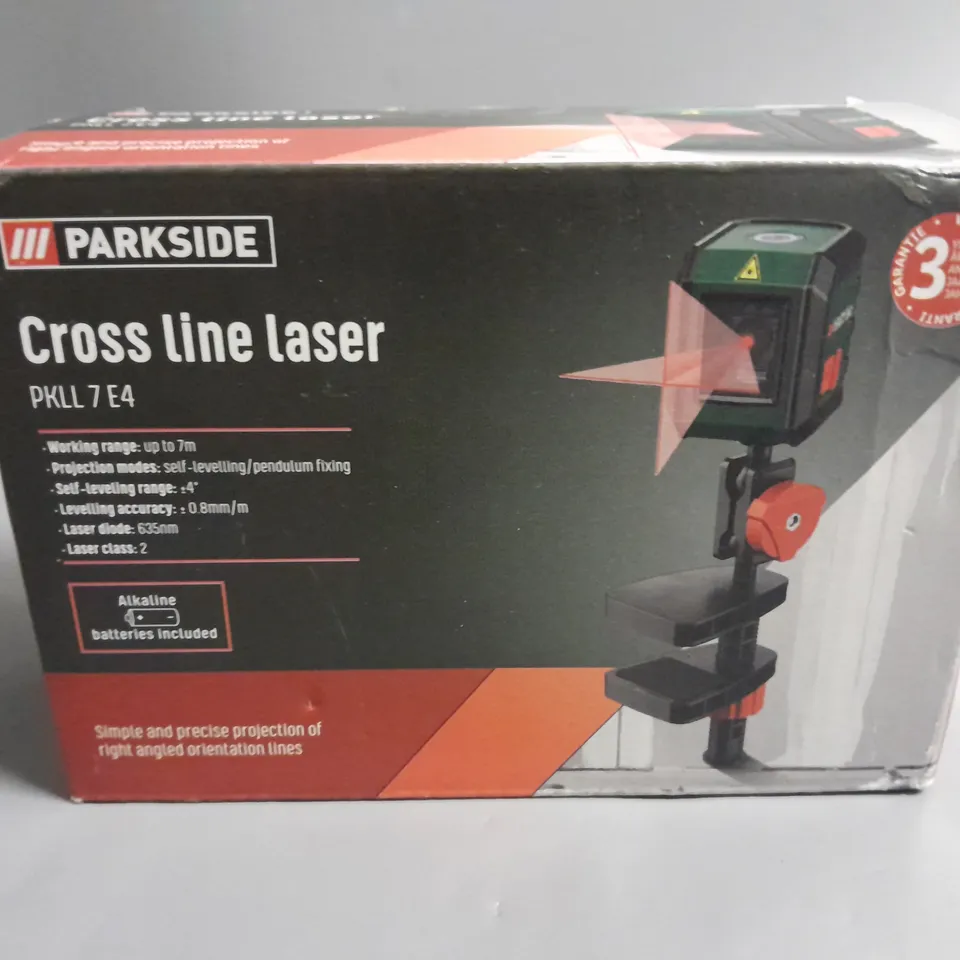 BOXED PARKSIDE CROSS LINE LASER - PKLL 7 E4