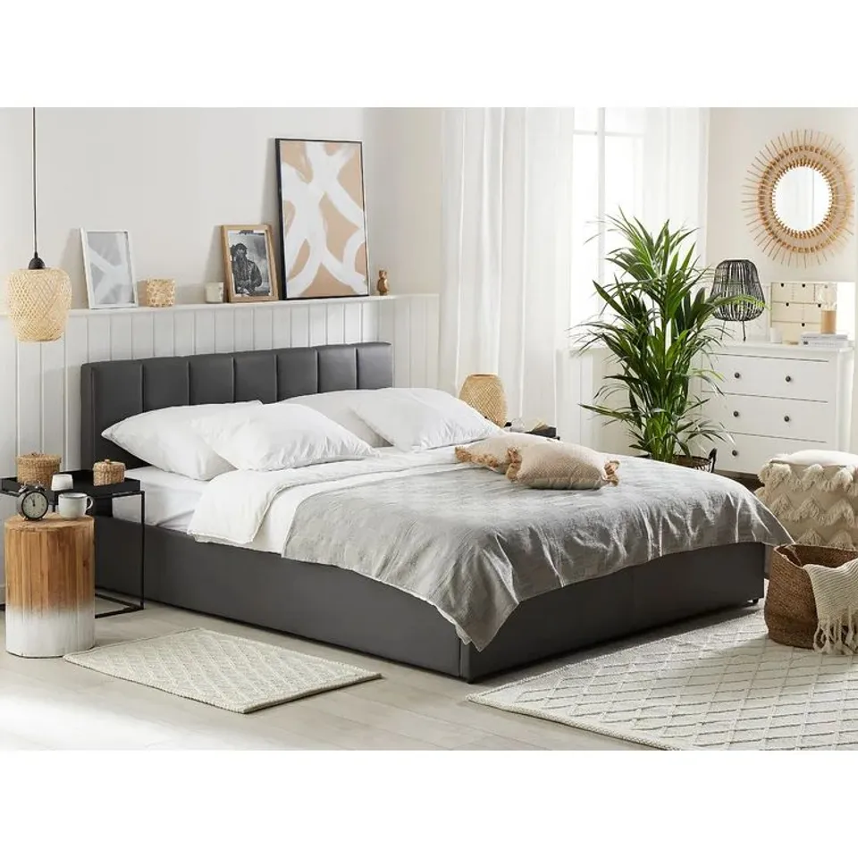 BOXED ASSI UPHOLSTERED OTTOMAN SINGLE BED - BLACK