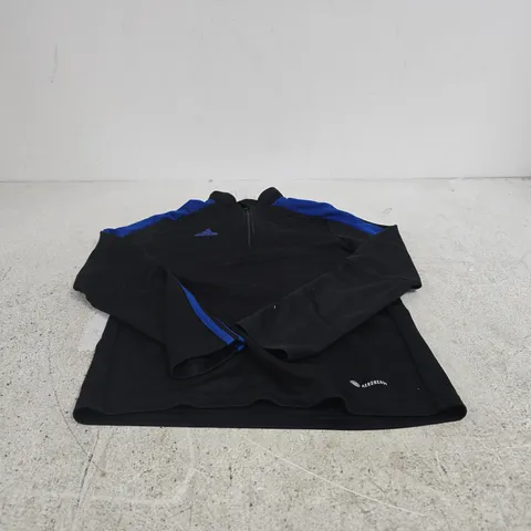 ADIDAS BLACK/BLUE 1/4 ZIP TOP KIDS SIZE 11-12 YEARS