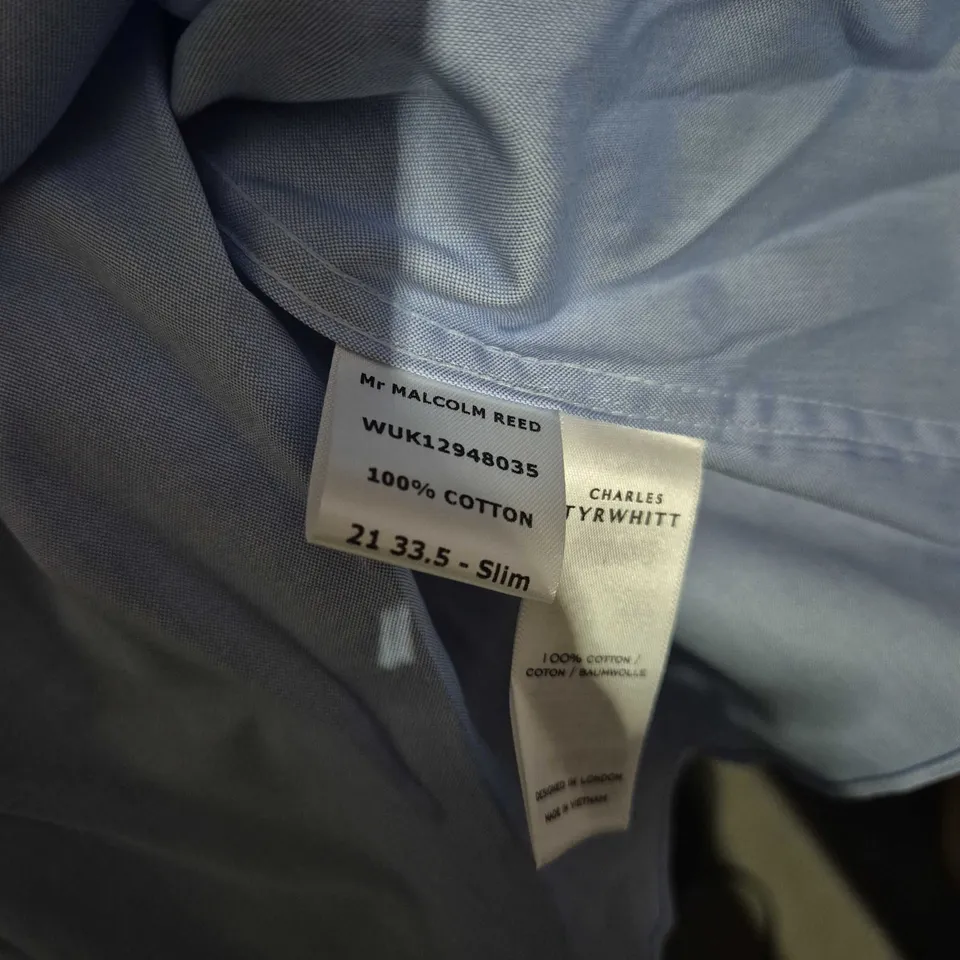 CHARLES TYRWHITT CUSTOM LIGHT BLUE SHIRT – SLIM FIT, 100% COTTON, NECK 21IN, SLEEVE 33.5IN