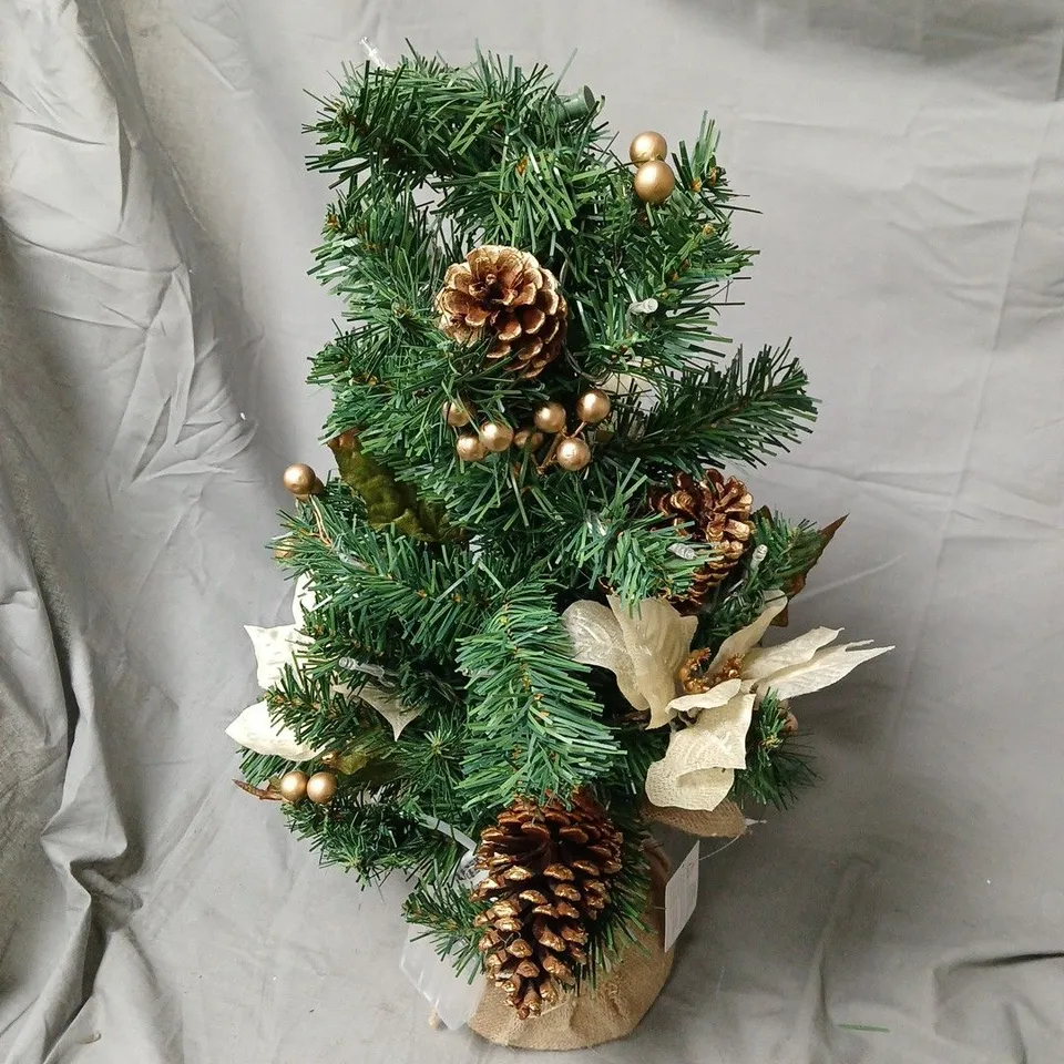 ARTIFICIAL CHRISTMAS TREE WITH PINE CONES AND GOLD BERRIES – INDOOR DECOR