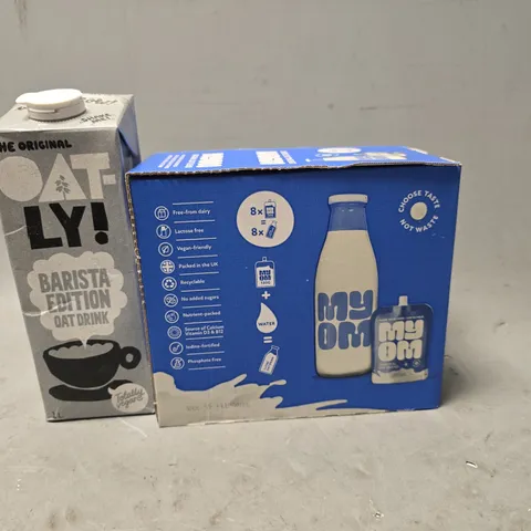 APPROXIMATELY 5 ASSORTED DRINKS ITEMS TO INCLUDE - OATLY BARISTA EDITION , MYOM ORIGINAL OAT BLEND 