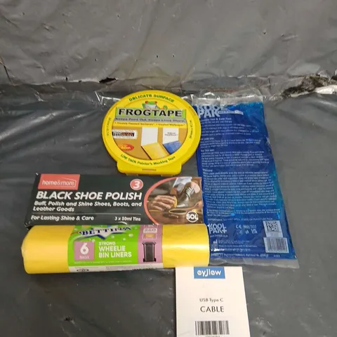 APPROXIMATELY 20 HOUSEHOLD ITEMS TO INCLUDE HOT & COLD PACKS, USB C CABLE AND BETTINA WHEELIE BIN BAGS