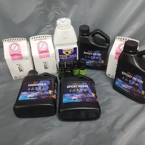 APPROXIMATELY 12 ASSORTED HOUSEHOLD ITEMS TO INCLUDE WASHING UP LIQUID, PAINT STRIPPER, EPOXY RESIN, ETC - collection only
