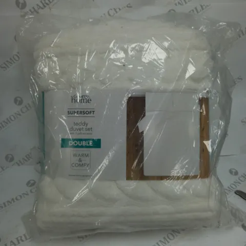 GEORGE HOME TEDDY DUVET SET WITH 2 PILLOW CASES SIZR DOUBLE SUPERSOFT