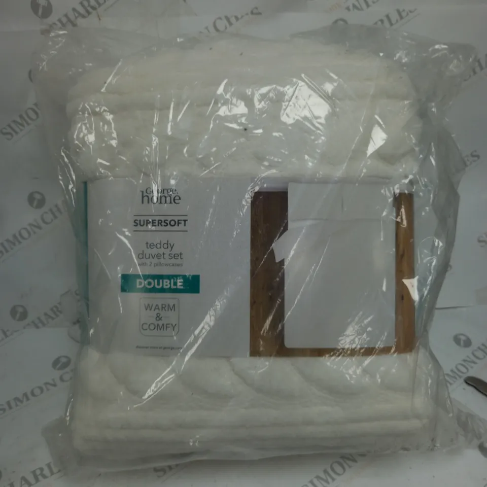 GEORGE HOME TEDDY DUVET SET WITH 2 PILLOW CASES SIZR DOUBLE SUPERSOFT