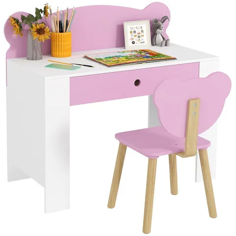 BOXED AIYAPLAY KIDS DESK AND CHAIR SET, CHILDREN WRITING TABLE WITH DRAWER (1 BOX)