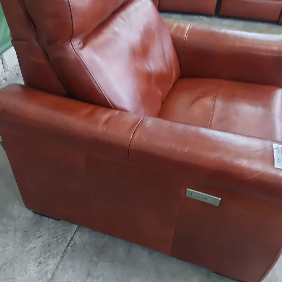 QUALITY ITALIAN DESIGNER ADRIANO POWER RECLINING EASY CHAIR TAN LEATHER 