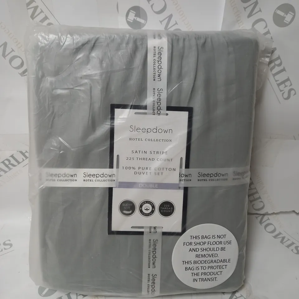 SEALED SLEEPDOWN SATIN STRIPE 100% PURE COTTON DUVET SET 