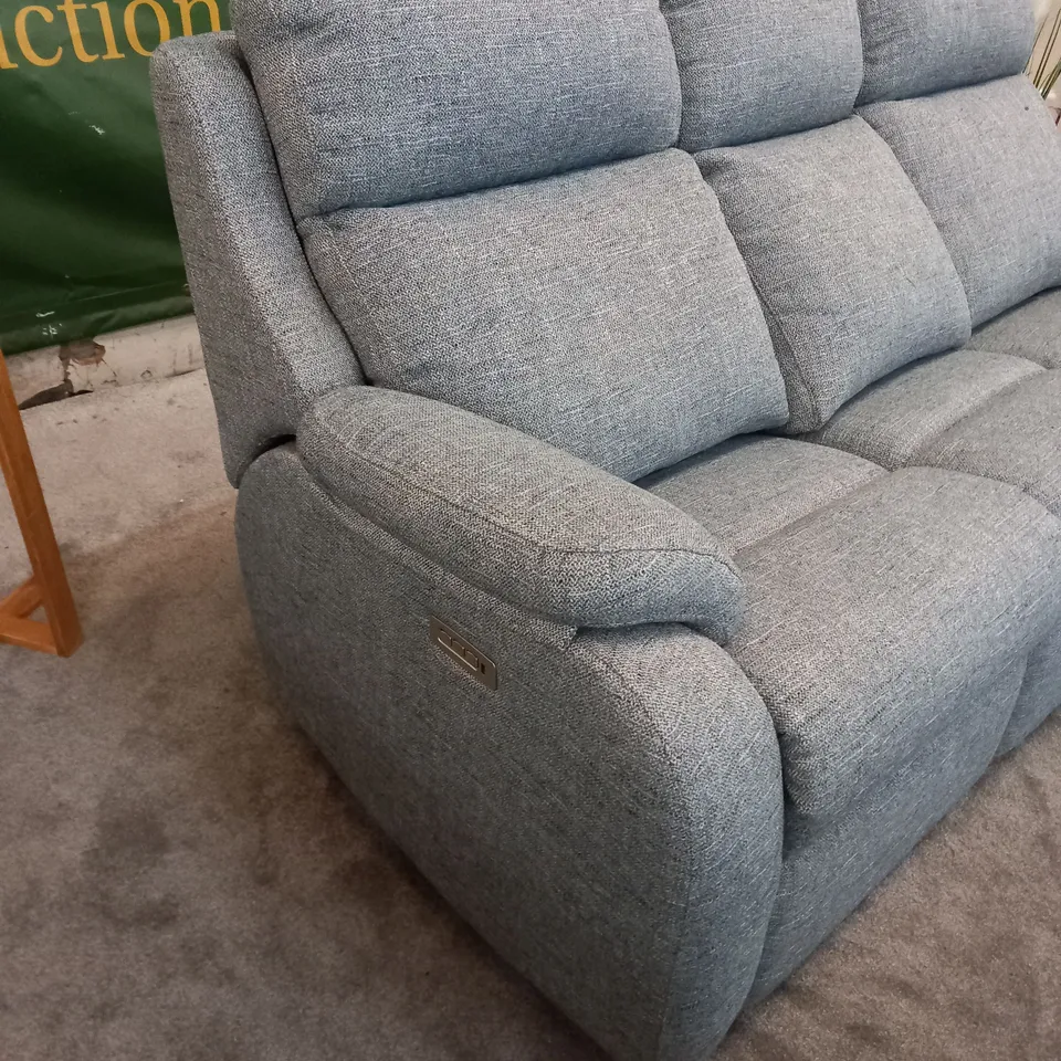 DESIGNER G PLAN KINGSBURY DAPPLE KINGFISHER ELECTRIC RECLINING THREE SEATER SOFA