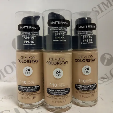 BOX OF APPROX 6 X 30ML REVLON COLORSTAY LIQUID FOUNDATION #IVORY 110