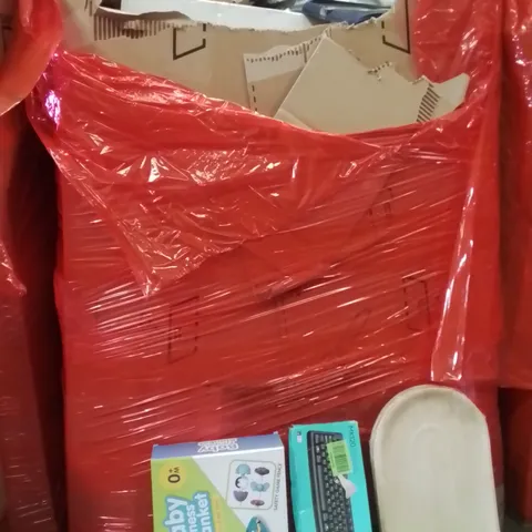 PALLET OF ASSORTED HOUSEHOLD GOODS AND PRODUCTS TO INCLUDE;BABY FITNESS BLANKET,KEYBOARD,SERVING TRAYS