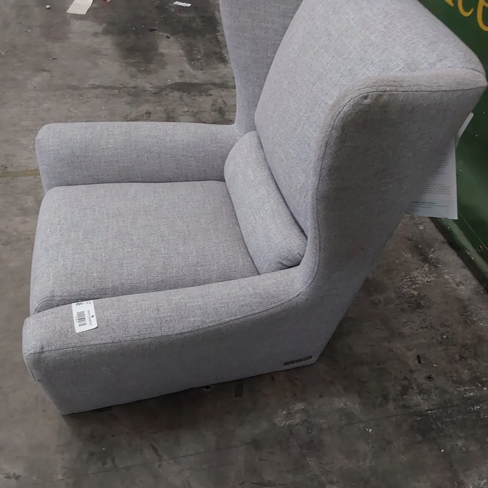 QUALITY BRITISH MADE LOUNGE Co WING BACK EADY CHAIR LIGHT GREY FABRIC 