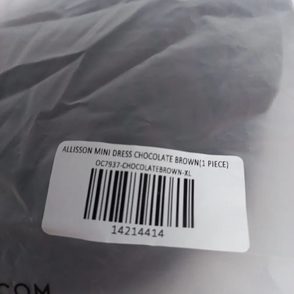 OUTCAST ALLISON MINI DRESS CHOCOLATE BROWN UK XL (1 PIECE)