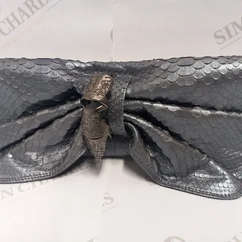 MASON DU POSH SILVER SHADE PYTHON CLUTCH BAG