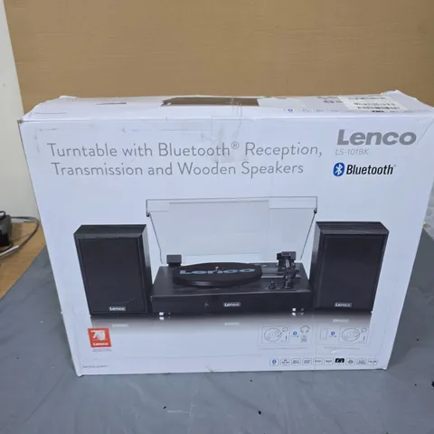 LENCO LS-101BK TURNTABLE WITH BLUETOOTH RECEPTION AND WOODEN SPEAKERS – BOXED