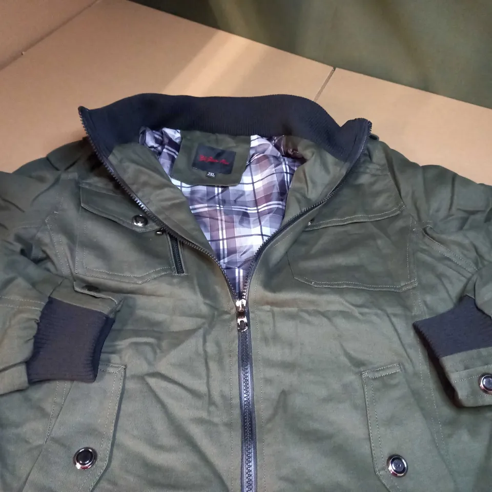 DESIGNER KHAKI MENS ZIPPED JACKET - 2XL