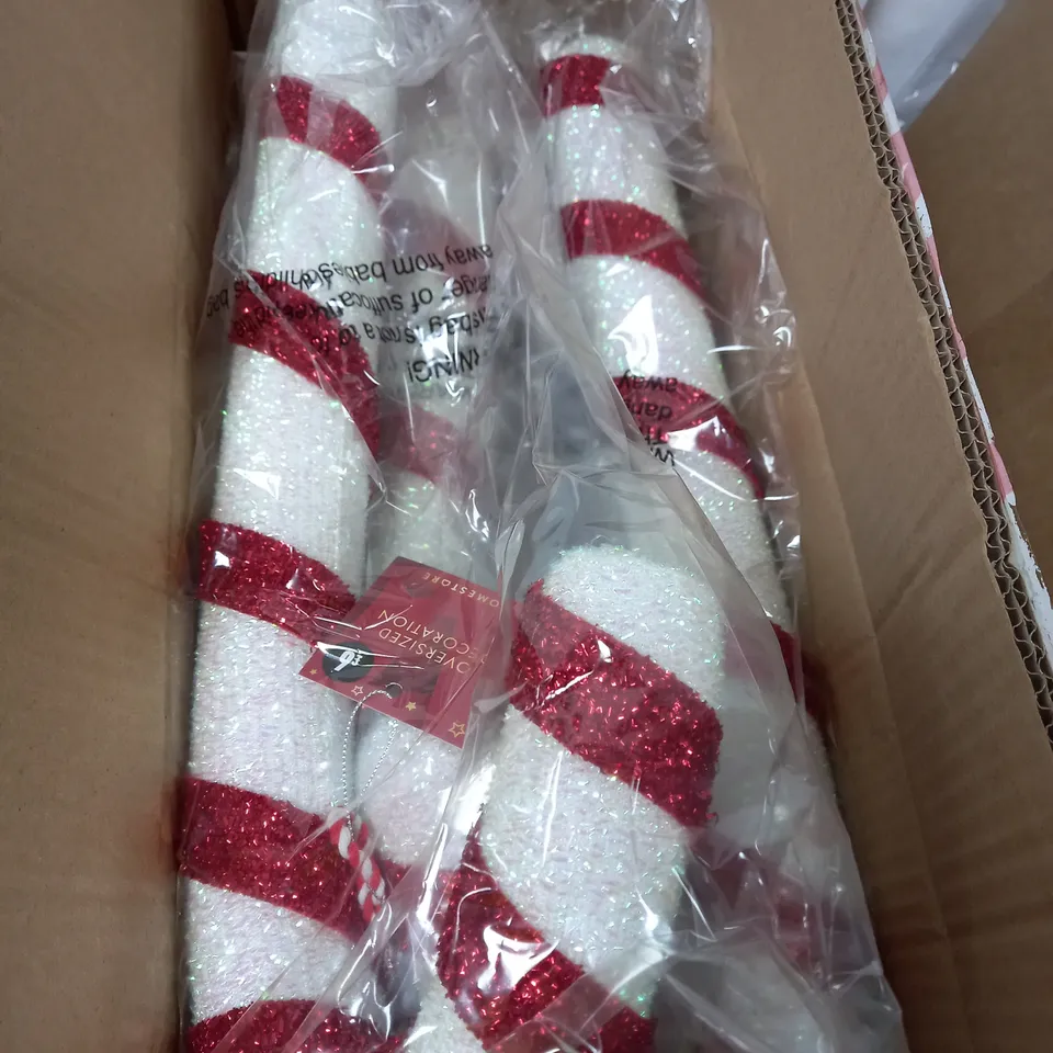 BOX OF 6 CANDY CANE PLUSH TOYS - CHRISTMAS DECOR