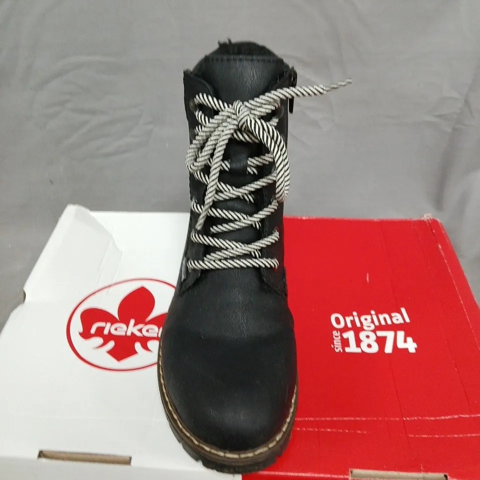 RIEKER BLACK LEATHER WOMEN'S ANKLE BOOTS - SIZE 37