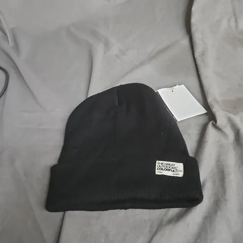 ZARA BLACK KNIT BEANIE WITH FRONT LOGO PATCH