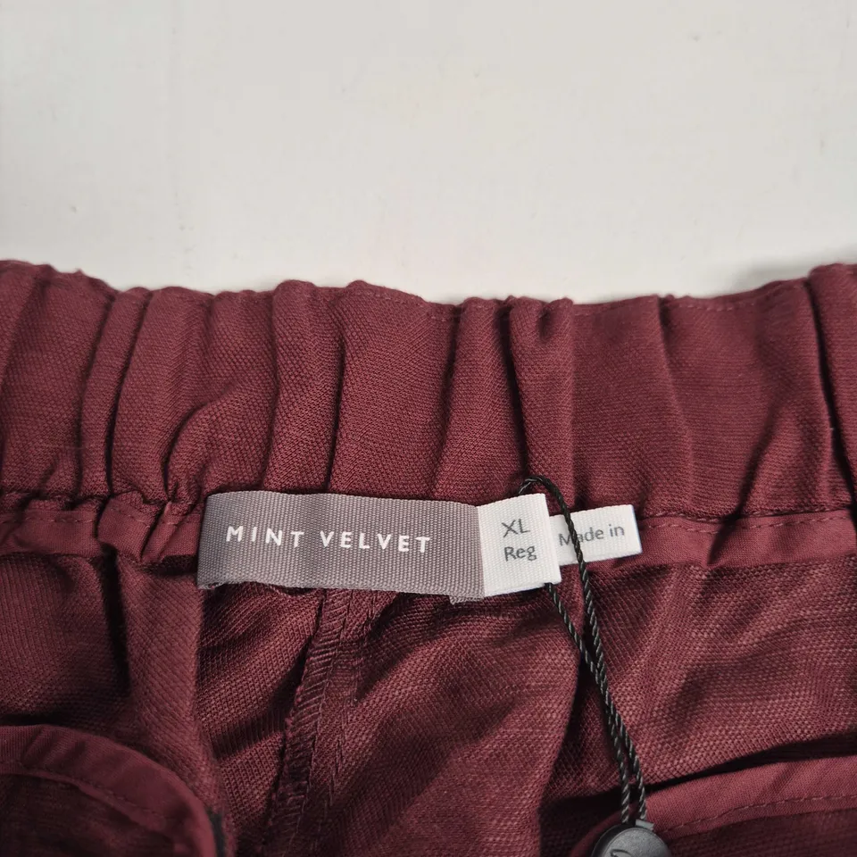 MINT VELVET RED LINEN PLEAT-LEG TROUSERS, WOMEN'S, XL REG