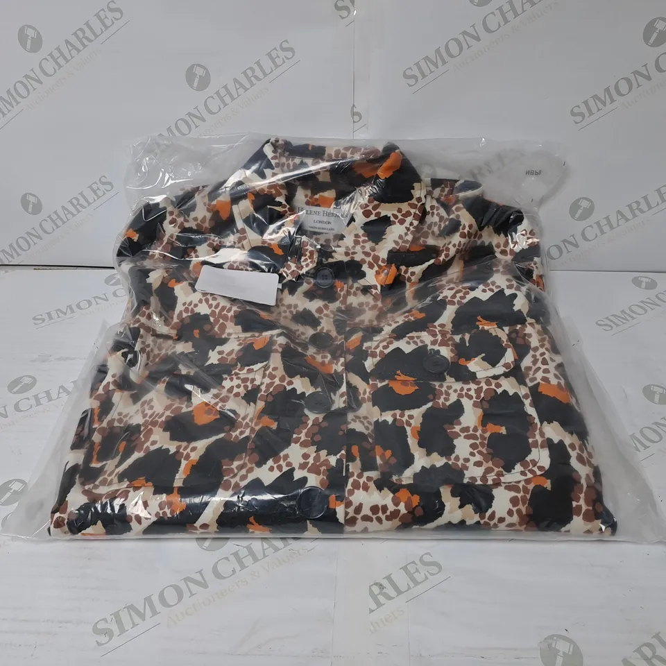 BOXED HELENE BERMAN LONDON ORANGE ABSTRACT PRINT SHIRT // SIZE: 14 UK