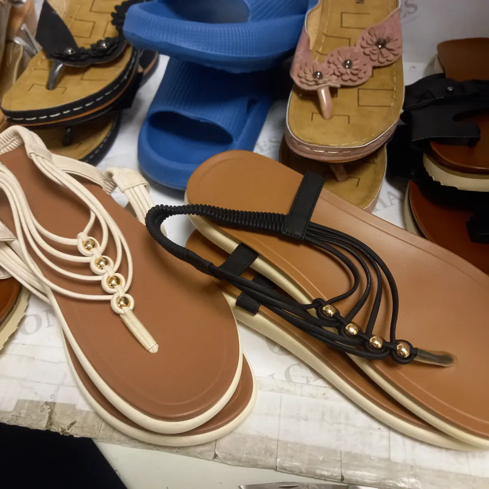 ASSORTED SANDALS APPROX 8 PAIRS ALL EU 39 AND ABOVE IN SIZE