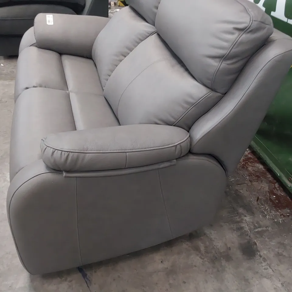 QUALITY BRITISH DESIGNER G PLAN KINGSBURY TWO SEATER SOFA CAPRI GREY LEATHER 