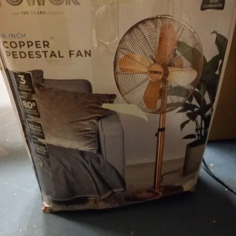 COPPER TOWER T643000B CAVALETTO 16” METAL PEDESTAL FAN WITH 3 SPEED SETTINGS
