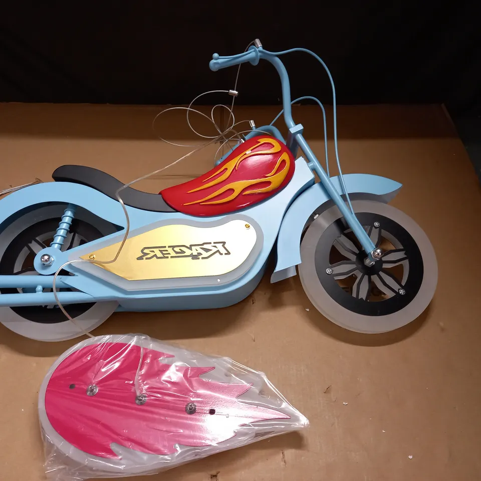 BLUE METAL HANGING BIKE WITH LED TRIMS 