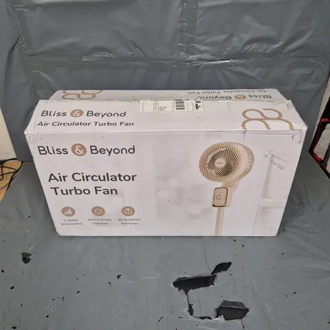 BOXED BLISS & BEYOND AIR CIRCULATOR FAN IN BEIGE
