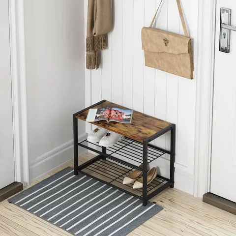 BOXED 6 PAIR SHOE RACK NATURAL/BLACK (1 BOX)