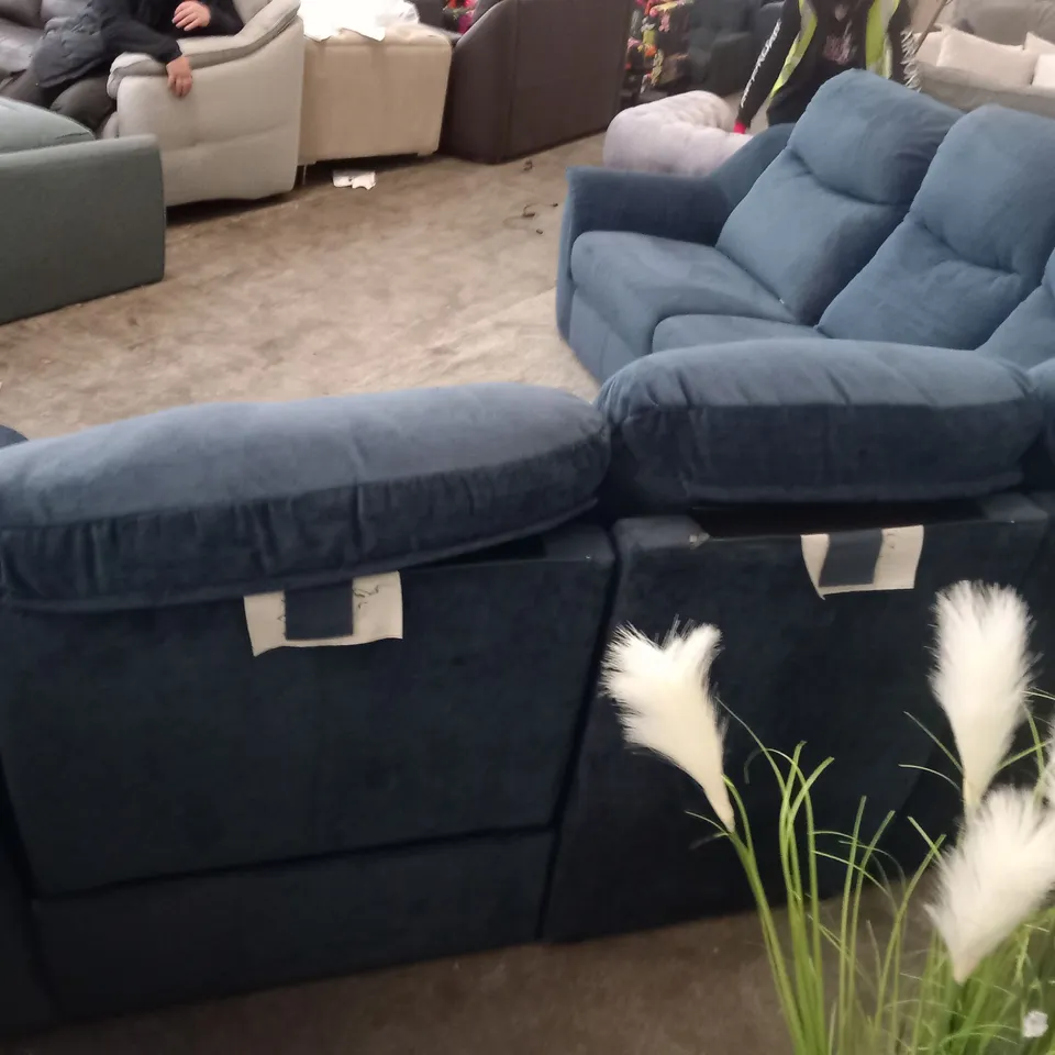 DESIGNER G PLAN FIRTH MONTILLA MIDNIGHT FABRIC CORNER SOFA WITH TWO RECLINING SECTIONS