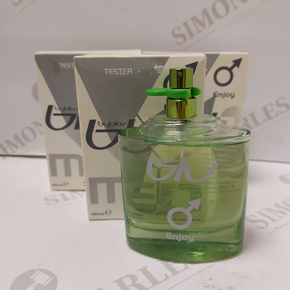 LOT OF 3 X 100ML BYBLOS ENJOY MEN EAU DE TOILETTE TESTERS 