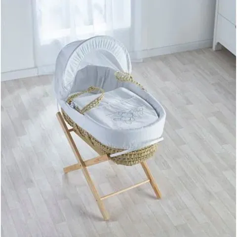 BOXED MOSES BASKET WITH STAND, BEDDING AND MATRESS